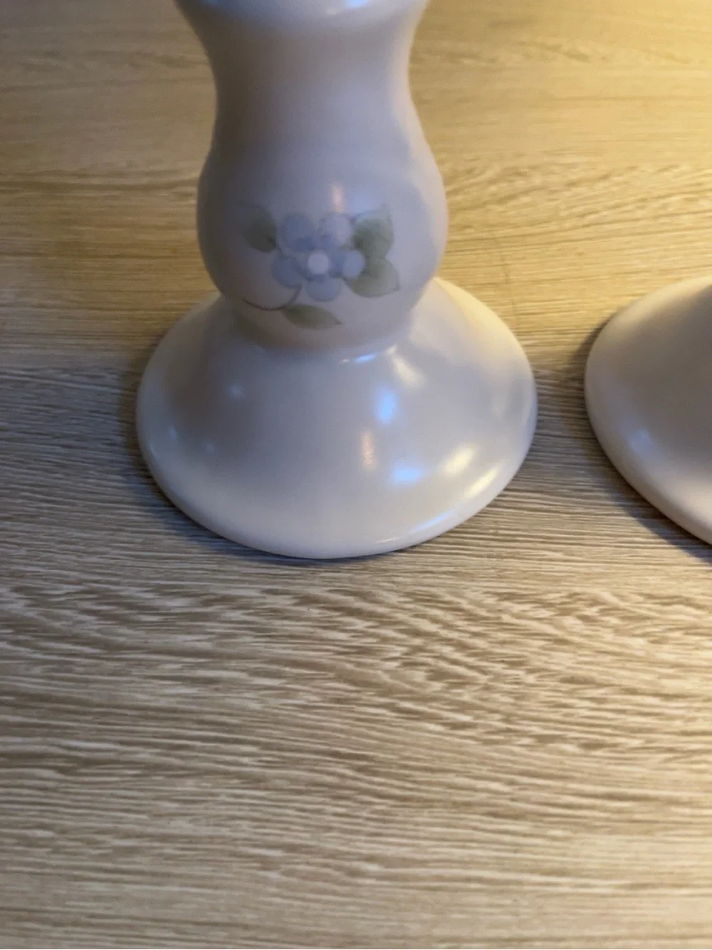 Vintage Pfaltzgraff Floral Ceramic Candlestick Holders Pair 5” White Blue Pink